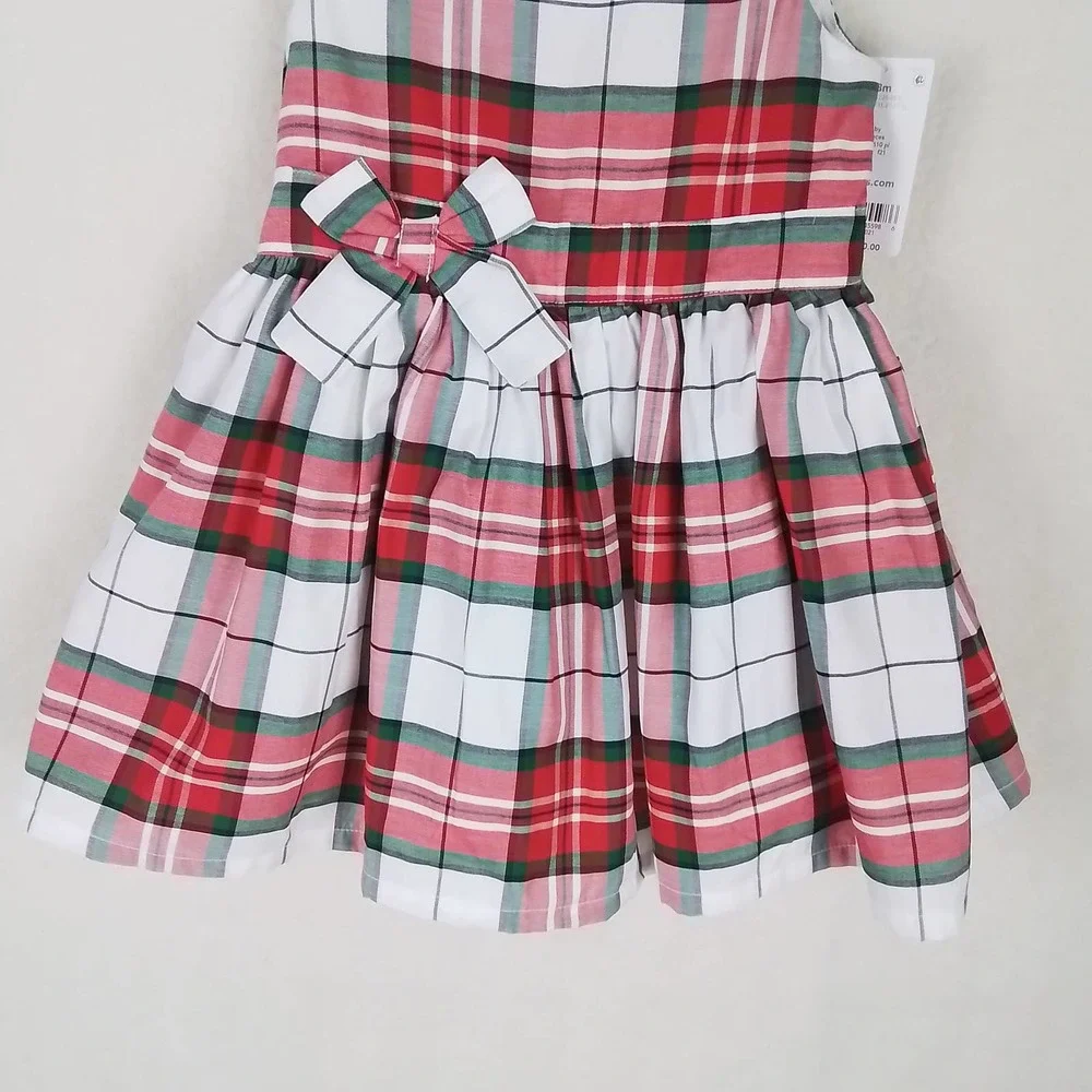 Carter's Baby Sleeveless Cotton Midi Dress Size‎ 18m Red White Green Plaid
